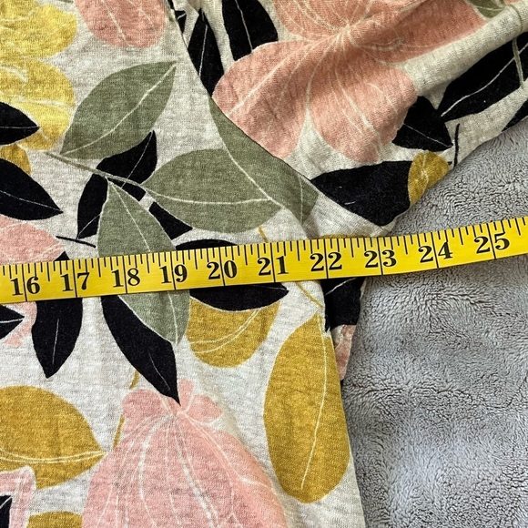 Rachel Zoe 100% Linen Floral V Neck 3/4 Sleeve High Low Shirt Top Size 1X - Picture 6 of 8